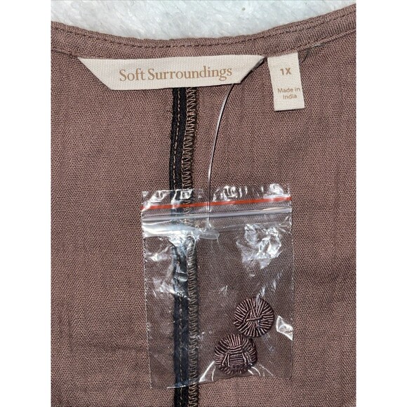 Soft Surroundings Sleeveless Maxi Midi Dress Size 1X Buttons Brown 100% Cotton - Picture 3 of 10
